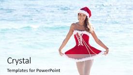  Presentation with tropical christmas - Amazing presentation design having custume on tropical beach christmas backdrop and a cool aqua colored foreground