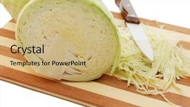  Presentation with cabbage - PPT theme with cut-cabbage-isolated-on-white background and a coral colored foreground