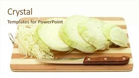  Presentation with cabbage - Amazing presentation theme having cut cabbage isolated on white backdrop and a  colored foreground