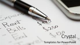  Presentation with concept - PPT layouts having cut cost calculator - household expenses concept background and a white colored foreground