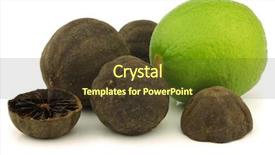  Presentation with lime - Cool new presentation design with cut dried black lime fruit and a fresh one on a white background backdrop and a tawny brown colored foreground