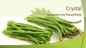  Presentation with long beans - Presentation having cut fresh long beans vigna unguiculata subsp sesquipedalis on a white background background and a soft green colored foreground