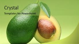  Presentation with avocado - Presentation theme enhanced with cut fruit vegetable - avocado isolated on a green background and a yellow colored foreground