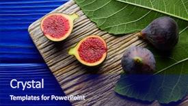  Presentation with fig tree - Presentation design having cut fruits and fig tree background and a navy blue colored foreground
