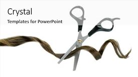  Presentation with brown sugar isolated on white - Presentation consisting of cut hair - shiny brown curl with scissors background and a white colored foreground