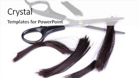  Presentation with cut - Presentation theme having cut hair and scissors isolated background and a white colored foreground