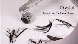  Presentation with hairdressing salon - Audience pleasing presentation design consisting of cut hair on the floor backdrop and a light gray colored foreground