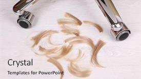  Presentation with hairdressing salon - Theme with cut hair on the floor background and a  colored foreground