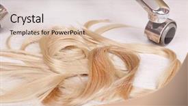  Presentation with hairdressing salon - Slides consisting of cut hair on the floor background and a lemonade colored foreground