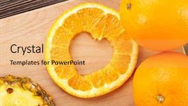  Presentation with orange slice - PPT theme consisting of cut in shape of heart background and a  colored foreground