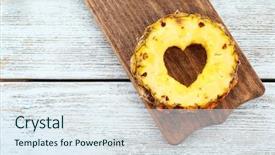  Presentation with shape heart - Audience pleasing PPT theme consisting of cut in shape of heart backdrop and a  colored foreground