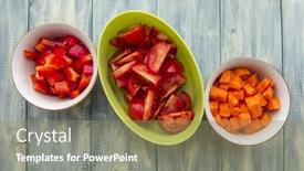  Presentation with carrots - Amazing slide set having cut-into-slices-sweet-peppers backdrop and a coral colored foreground