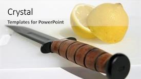  Presentation with fresh cut fruits vegetables - Colorful PPT layouts enhanced with cut lemon with a military backdrop and a white colored foreground