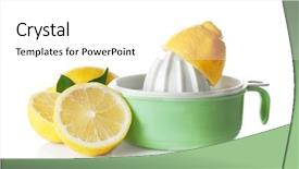  Presentation with lemons - Amazing PPT layouts having cut lemons and plastic backdrop and a white colored foreground