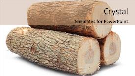  Presentation with wood log - Slide deck having cut log fire wood background and a coral colored foreground