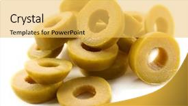  Presentation with olive green - Amazing presentation theme having cut olive rings isolated backdrop and a yellow colored foreground