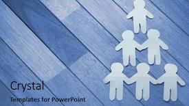  Presentation with cut - Colorful PPT theme enhanced with cut out figures forming human backdrop and a teal colored foreground