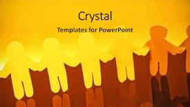  Presentation with paper making - Audience pleasing theme consisting of cut out figures making chain backdrop and a light gray colored foreground