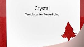  Presentation with new year card - Theme featuring cut paper in fir-tree shape for christmas card or new year background on red table background and a white colored foreground