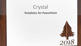  Presentation with new year card - Slide deck featuring cut paper in fir-tree shape for 2018 christmas card or new year background on wooden table background and a white colored foreground