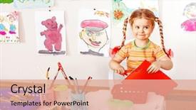  Presentation with child development brain - Beautiful presentation design featuring cut paper in playroom preschool backdrop and a coral colored foreground