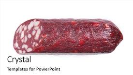  Presentation with cut - Presentation theme consisting of cut part of smoked salami background and a white colored foreground