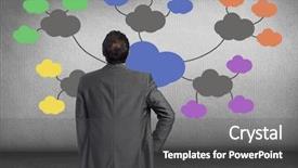  Presentation with mind - PPT theme consisting of career flow chart - businessman and colorful mind map background and a dark gray colored foreground