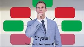  Presentation with mind - Colorful presentation enhanced with multi color geometric - businessman and colorful mind map backdrop and a light blue colored foreground