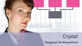  Presentation with mind - Presentation theme enhanced with businesswoman and colorful mind map background and a light blue colored foreground