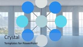  Presentation with mind map diagram - Audience pleasing slides consisting of multi color geometric - colorful mind map over windows backdrop and a light blue colored foreground