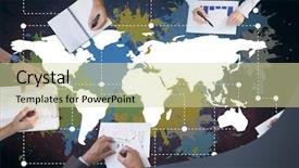  Presentation with wall paint - Amazing slides having topographical maps - digital composite of business hands backdrop and a soft green colored foreground