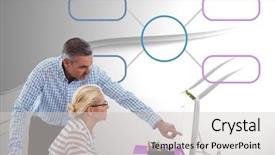  Presentation with mind - PPT theme consisting of multi color geometric - man and woman and mind background and a light gray colored foreground