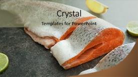  Presentation with rainbow bluebirds - Audience pleasing PPT theme consisting of cut rainbow trout on grey backdrop and a mint green colored foreground