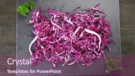  Presentation with cabbage - Audience pleasing slide set consisting of cut red cabbage on wooden table backdrop and a violet colored foreground