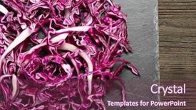  Presentation with old wooden table food - Cool new PPT layouts with cut red cabbage on wooden backdrop and a  colored foreground