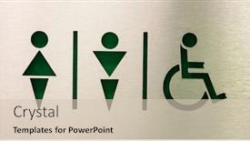  Presentation with disabled person - Cool new slide deck with cut-toilet-sign-on-stainless backdrop and a soft green colored foreground