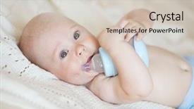  Presentation with baby bottle - Beautiful slide set featuring cute 4 months baby drinking backdrop and a soft green colored foreground