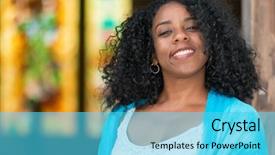  Presentation with cuban - Colorful presentation design enhanced with cute african american - portrait of a beautiful young backdrop and a cyan colored foreground