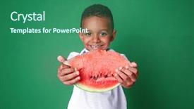  Presentation with african american children - Audience pleasing PPT layouts consisting of cute african american boy eating backdrop and a ocean colored foreground