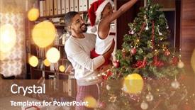  Presentation with girl christmas - Slides with cute african american girl decorating background and a red colored foreground