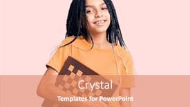  Presentation with african american girl power business - PPT theme having cute-african-american-girl-holding background and a coral colored foreground
