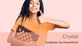  Presentation with chess - PPT theme having cute-african-american-girl-holding background and a coral colored foreground