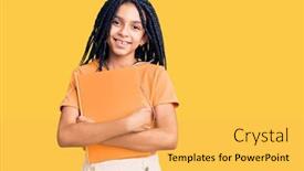  Presentation with cute - Colorful PPT theme enhanced with cute-african-american-girl-holding and a  colored foreground