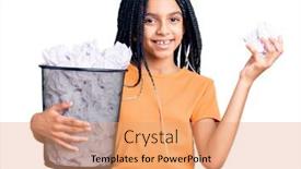  Presentation with bin - Audience pleasing slide deck consisting of cute-african-american-girl-holding backdrop and a coral colored foreground