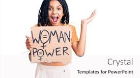  Presentation with girl power - PPT theme enhanced with cute-african-american-girl-holding background and a sky blue colored foreground