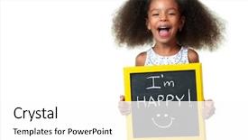  Presentation with cute - Cool new PPT theme with cute african american girl laughing backdrop and a white colored foreground