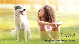  Presentation with dog park - Presentation design having cute african american girl playing background and a yellow colored foreground
