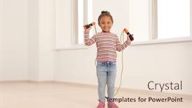  Presentation with rope - Colorful PPT theme enhanced with cute african american girl skipping rope in light room backdrop and a lemonade colored foreground