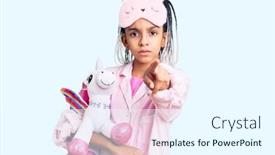  Presentation with unicorn pink - Colorful PPT theme enhanced with cute-african-american-girl-wearing backdrop and a white colored foreground