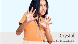  Presentation with cute - Slides with cute-african-american-girl-wearing background and a coral colored foreground